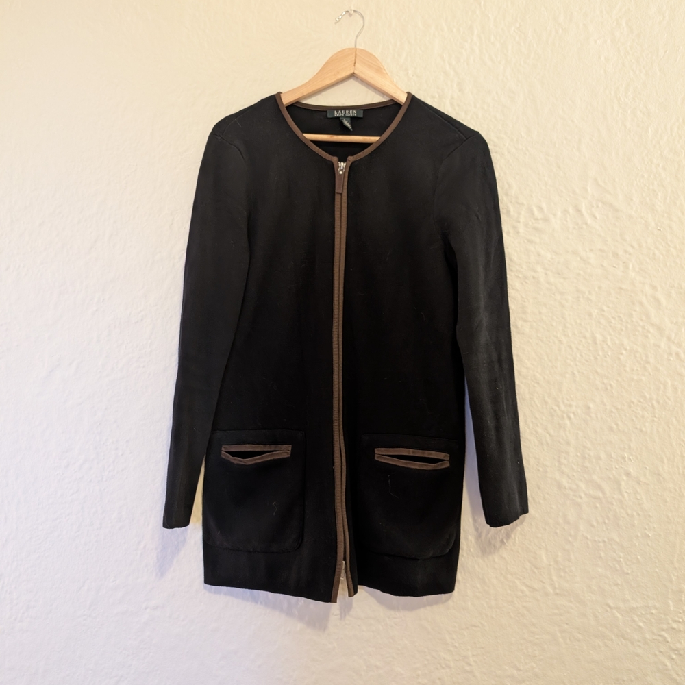 Ralph Lauren Black Blazer-Jacket with Brown Trim